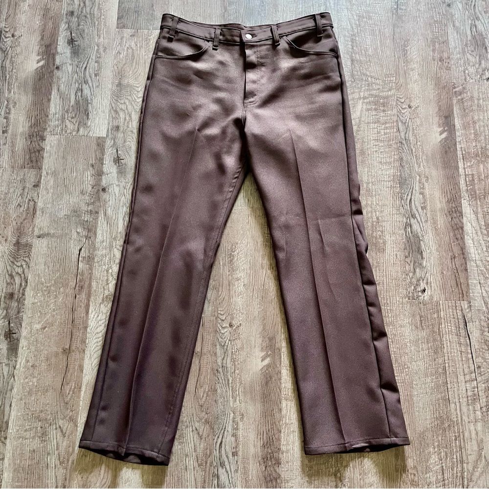 Vintage Levi's chocolatebrown polyester twill pants (Style 698M/66475-4) W38 L32